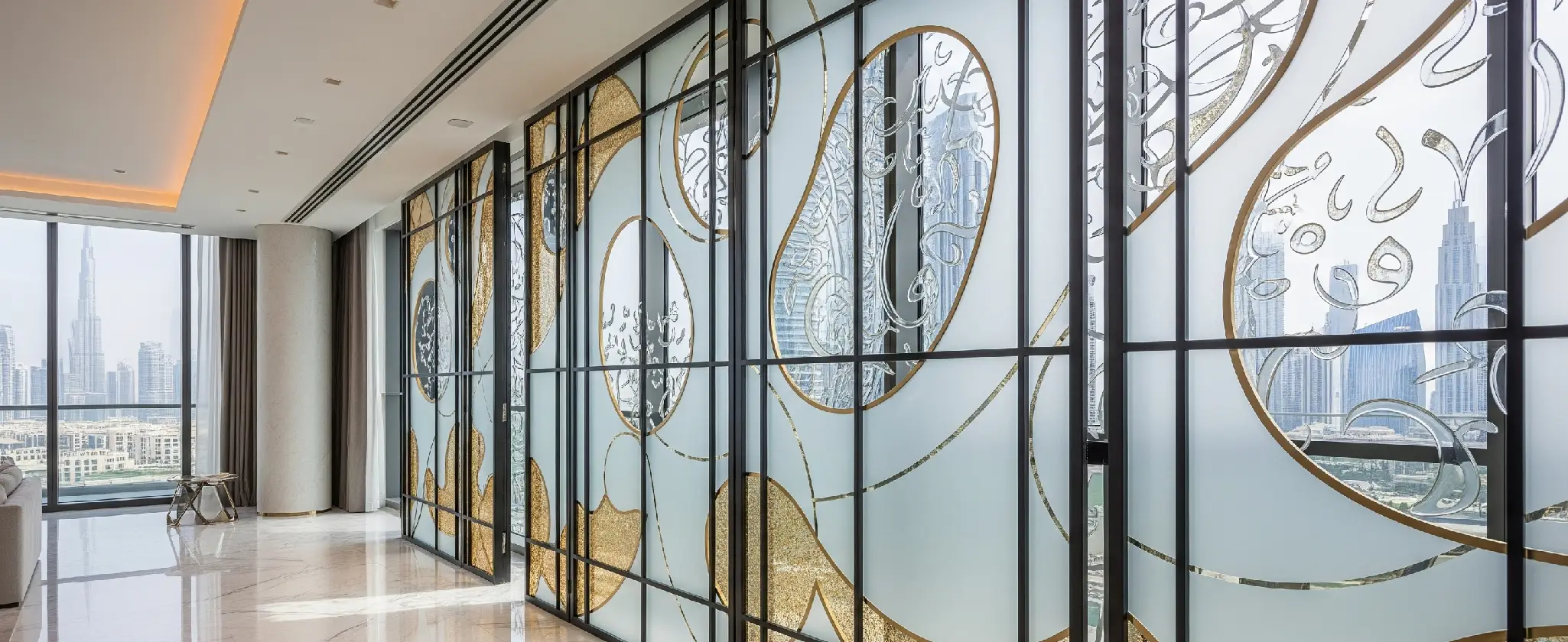 Modern glass partition